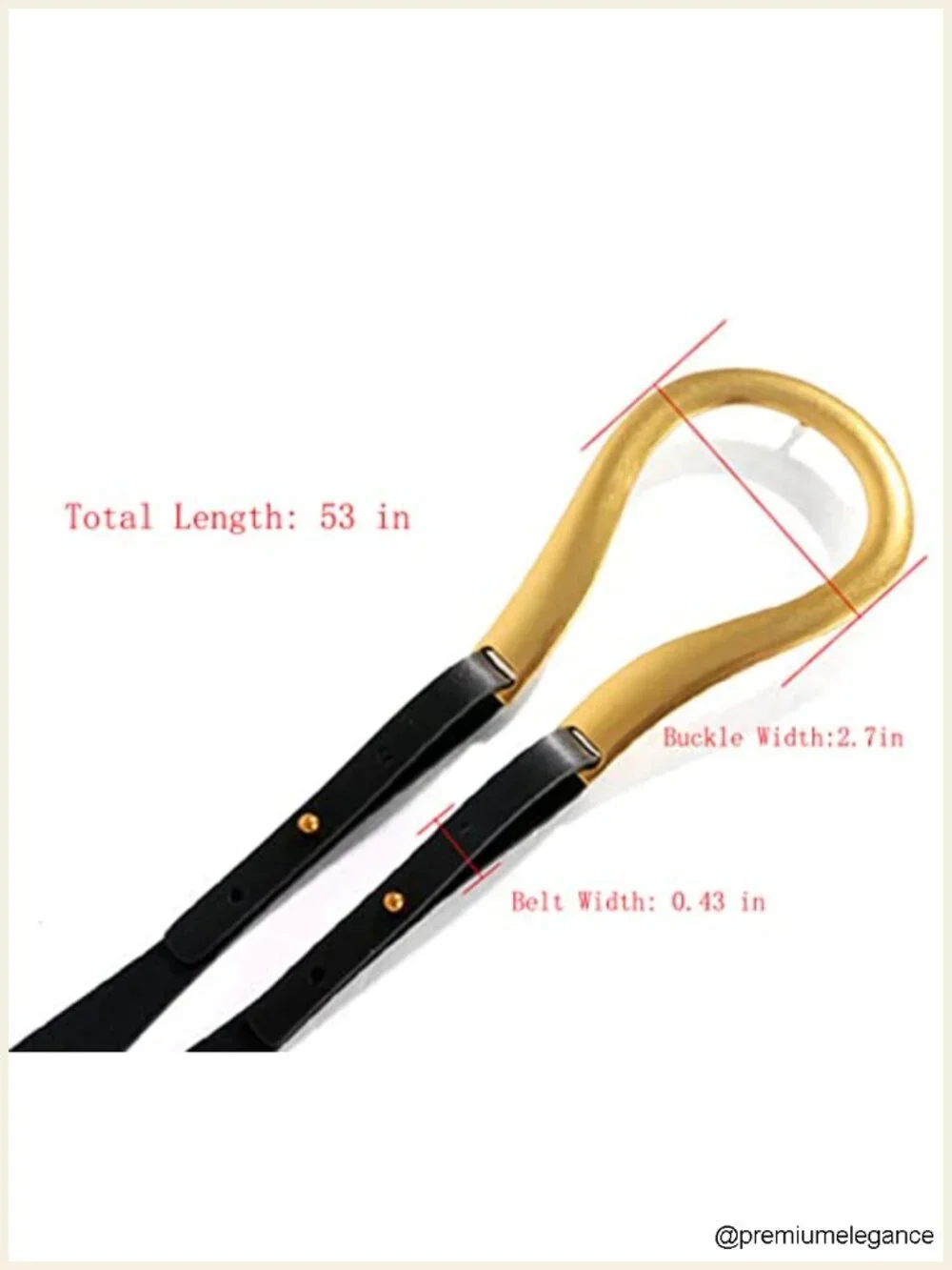 Women PU Leather Double Strap Waist Belt with Gold Buckle